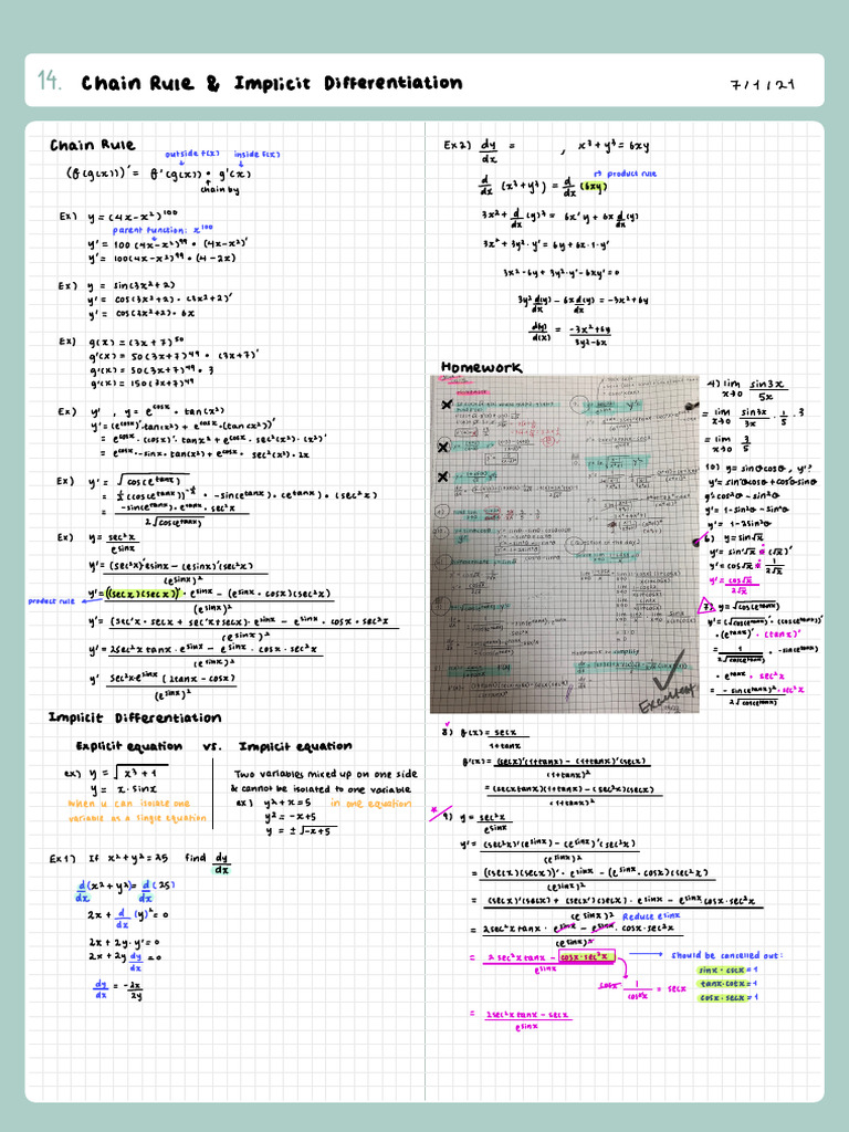 Chain Rule & Implicit Differentiation | PDF | Differential Calculus ...
