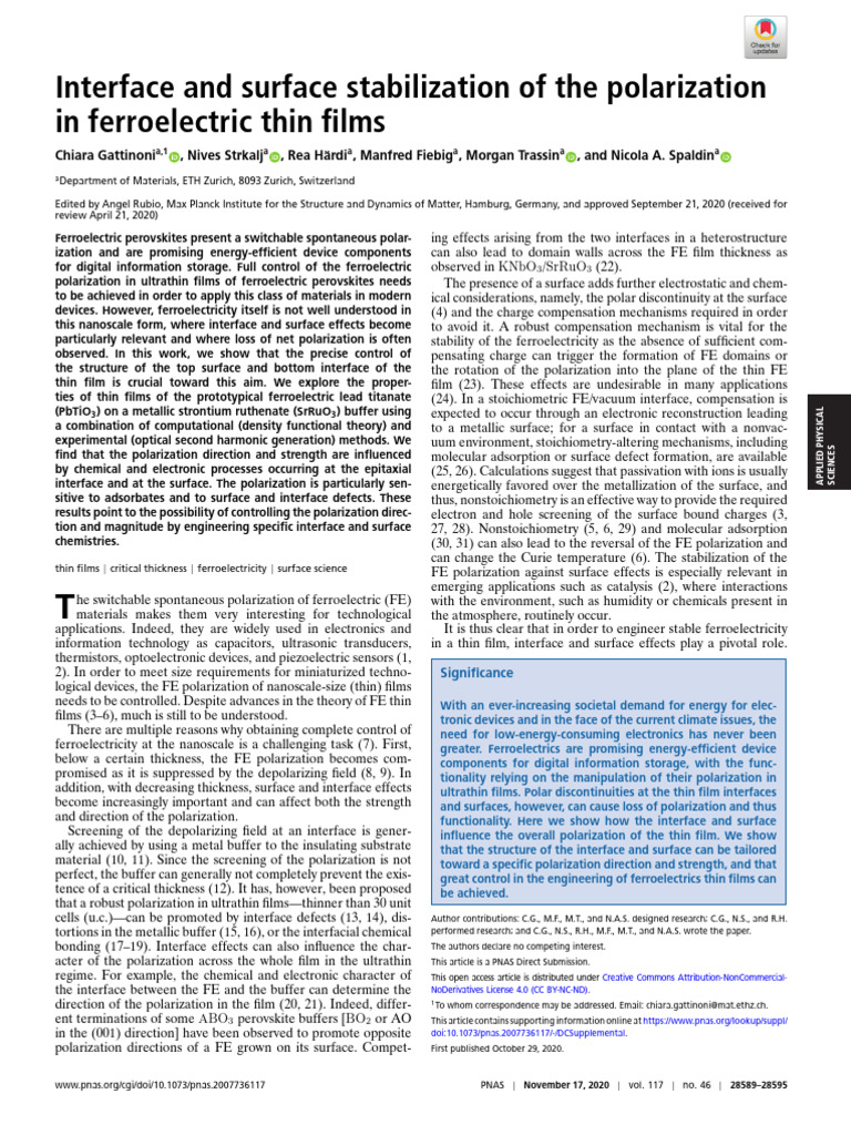 Interface and Surface Stabilization of The Polarization | PDF ...