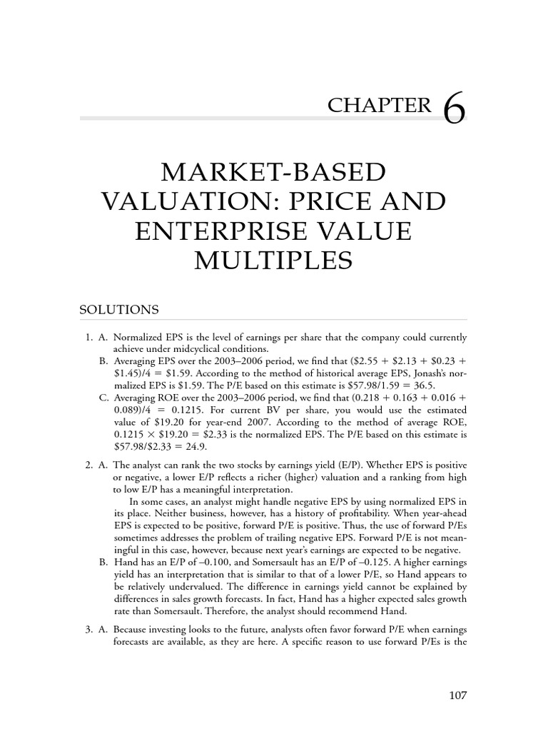 Equity Asset Valuation Workbook | PDF | Price–Earnings Ratio ...
