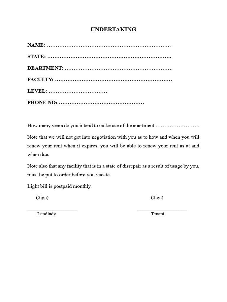 Undertaking | PDF
