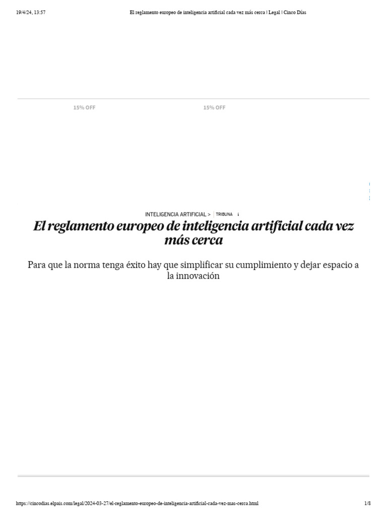 El reglamento europeo de inteligencia artificial cada vez más cerca ...