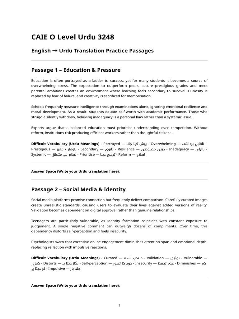 Caie 3248 Translation Passages (Compiled) | PDF | Mentorship | Disciplines