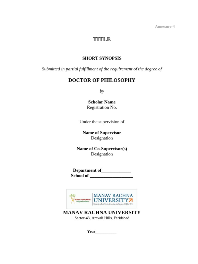 A-4-Short-Synopsis-Format | PDF