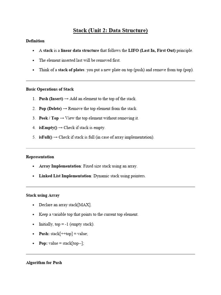 HS 2nd Year - Unit 3 - Data Structure - Stack & Queue | PDF | Computing ...