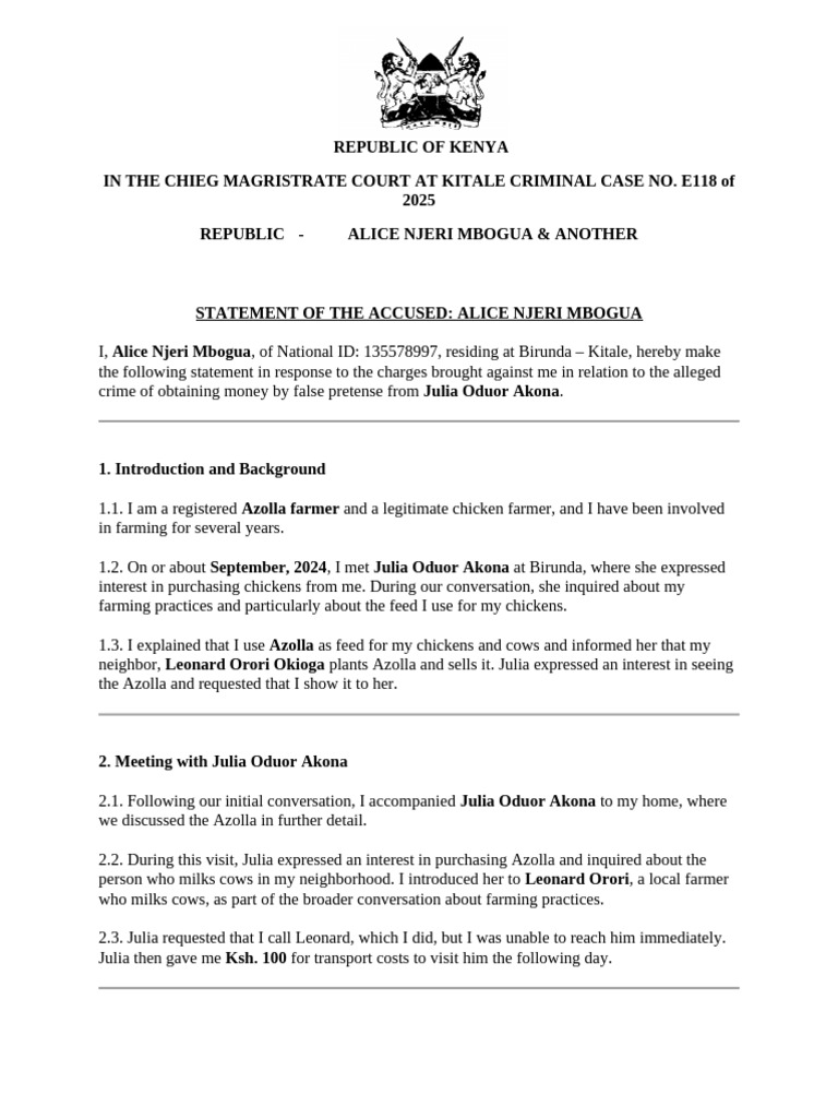Statement of The Accused | PDF