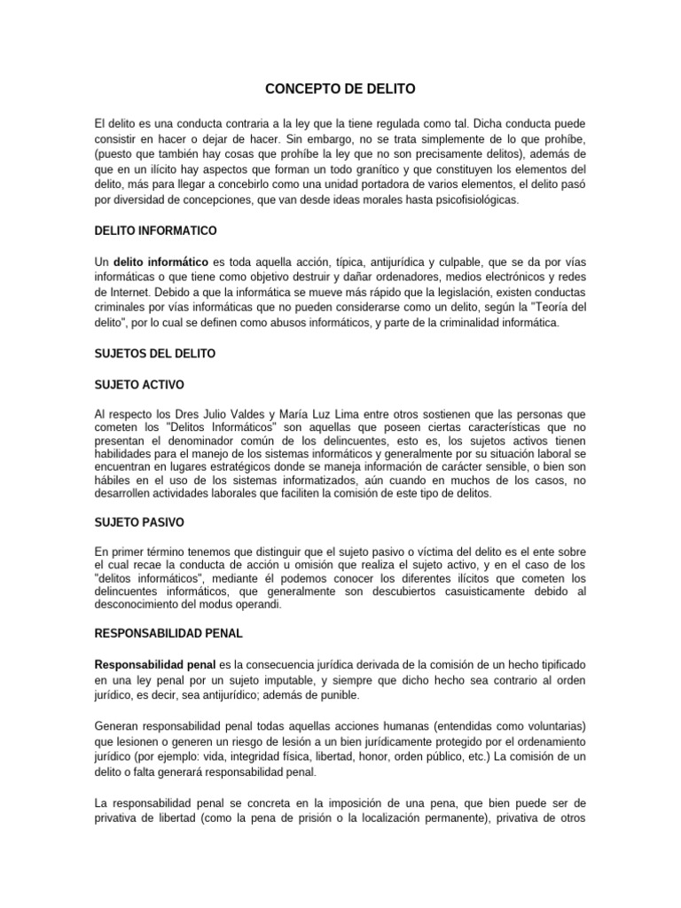 Concepto de Delito | PDF | Castigos | Derecho penal
