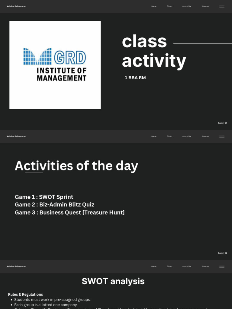 Black White Grayscale Portfolio Presentation | PDF | Swot Analysis