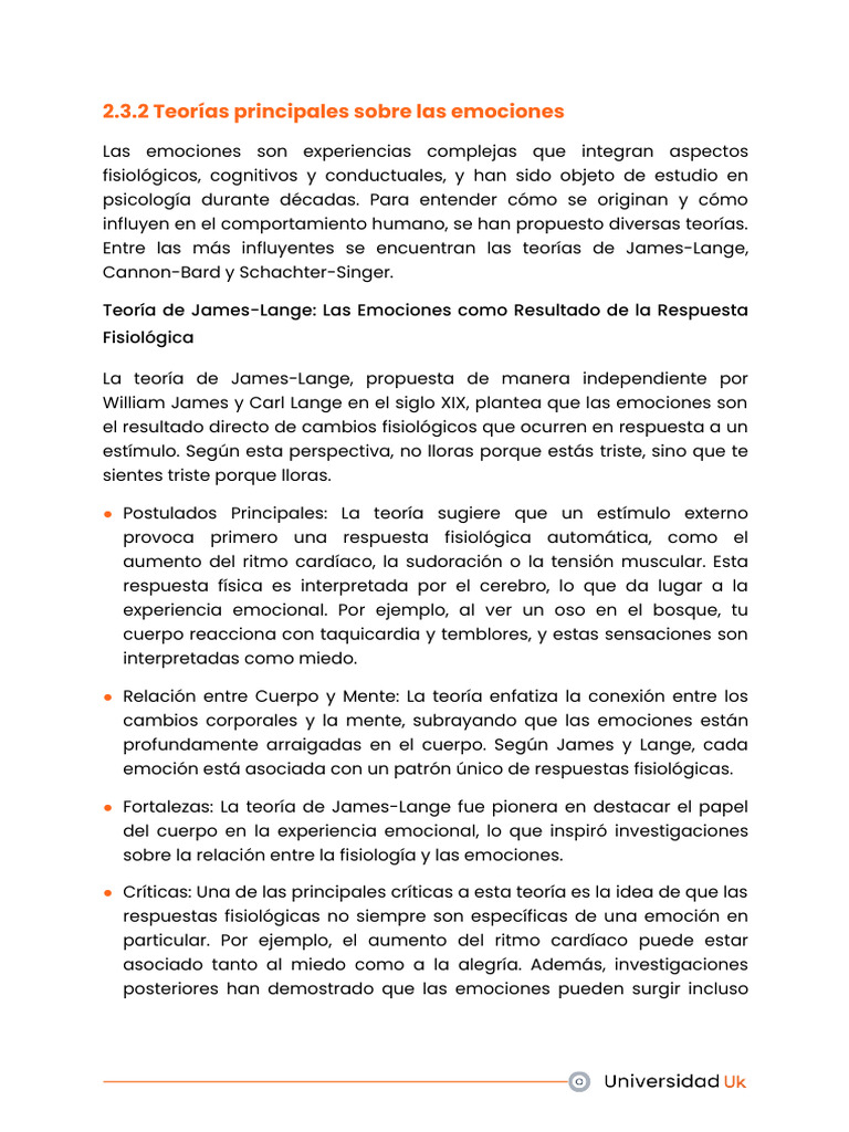 30 Teorias Principales Sobre Las Emociones James Lange Cannon Bard ...