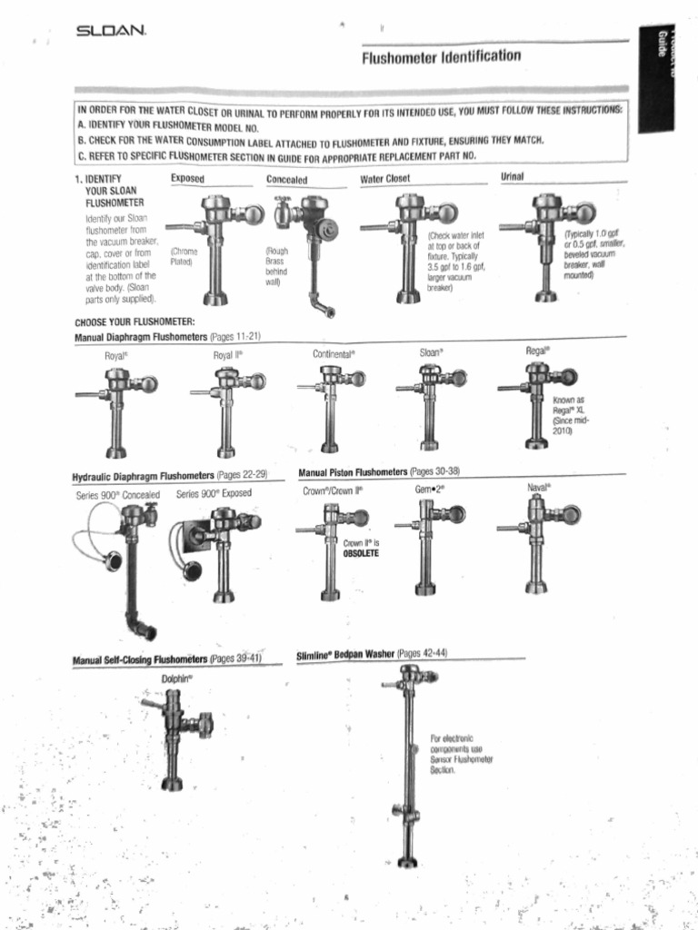 Sloan Flushometer Identification | PDF