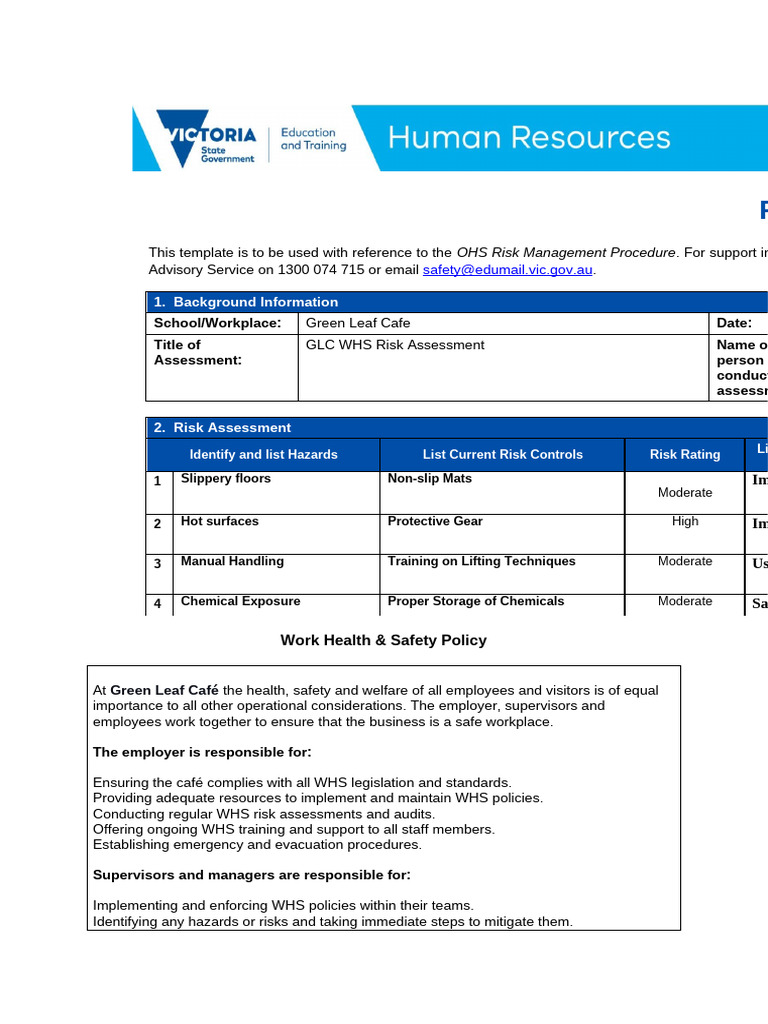 2 1 WHS Policy Template - Eaxmple 1 | PDF | Occupational Safety And ...