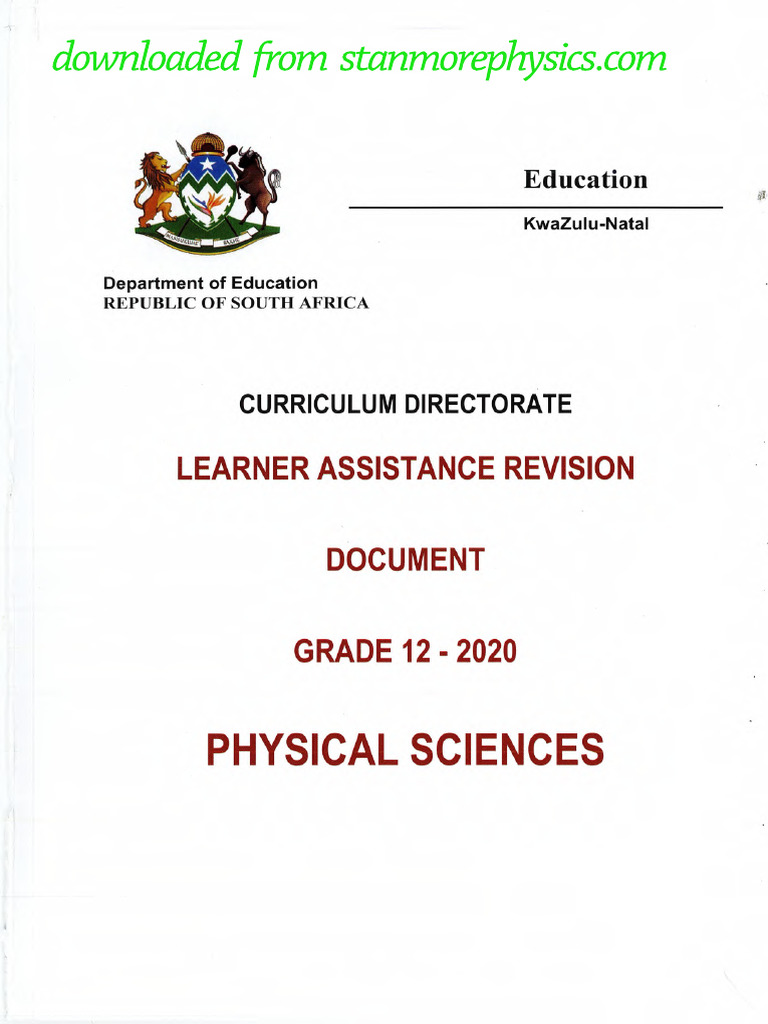 KZN Learner Assistance 2020 Physical Science Reduce | PDF