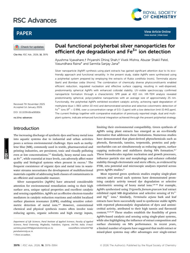 RSC Advances: Paper | PDF | Nanoparticle | Chemistry