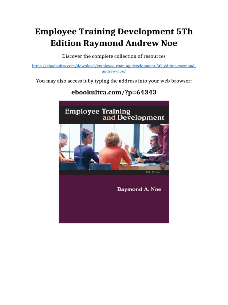 Employee Training Development 5th Edition Raymond Andrew Noe Kindle ...