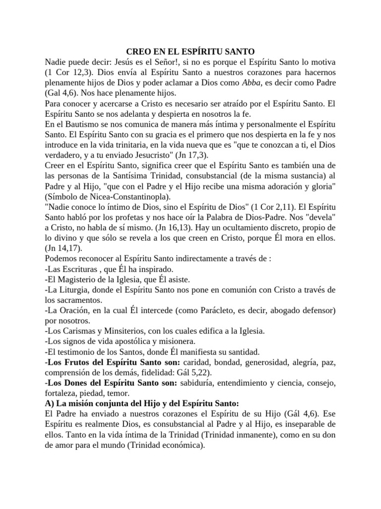 Creo en El Espíritu Santo | PDF | espíritu Santo | Cristo (título)