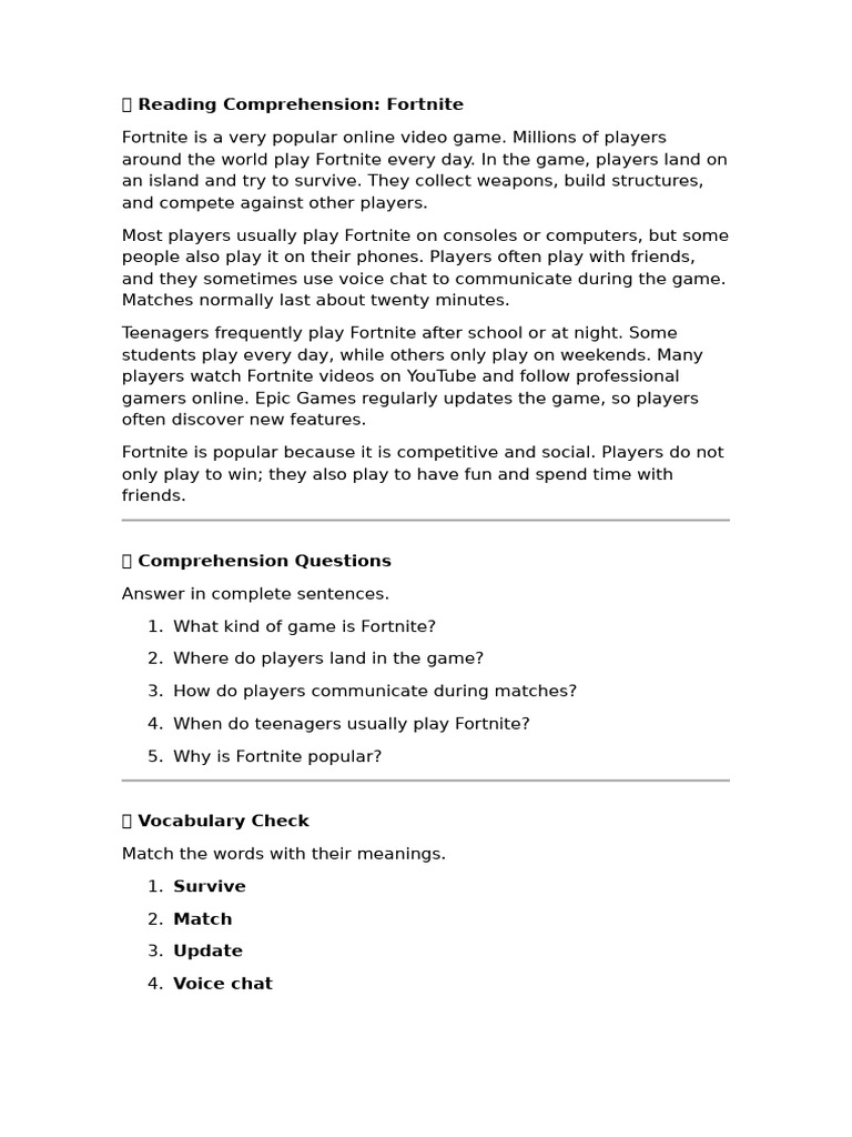 Simple Present - Fortnite | PDF | Linguistics | Syntax