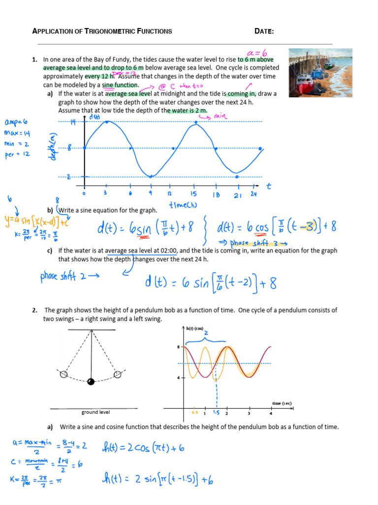 6.5 - Application of Trig Functions (Students) | PDF | Functions And ...