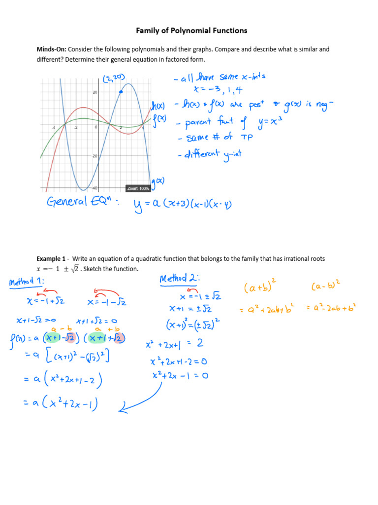 2.5 - Family of Polynomials (Students) | PDF | Polynomial | Zero Of A ...