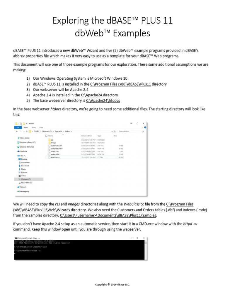 Exploring The dBASE™ PLUS 11 Dbweb™ Examples | PDF | World Wide Web ...