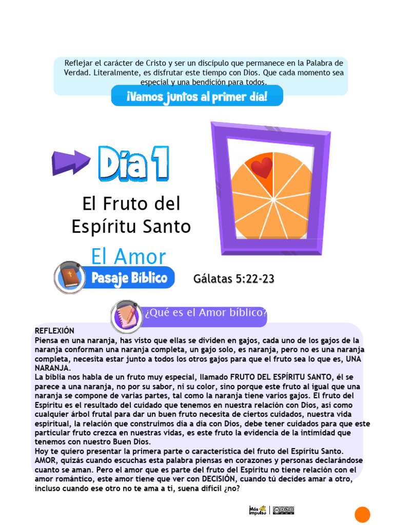 Devocional Infantil El Fruto Del Espiritu El Amor | PDF | Amor | Juan ...