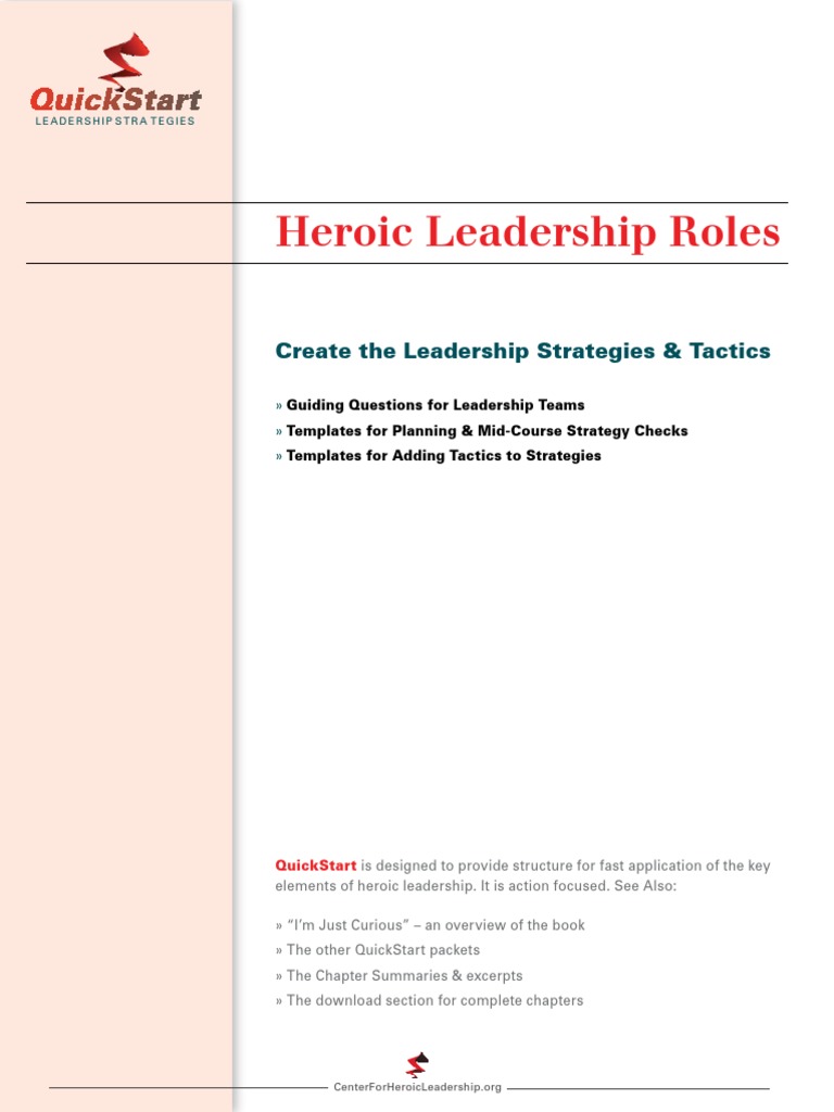 Quick Start Roles Rev2 | PDF | Leadership | Goal