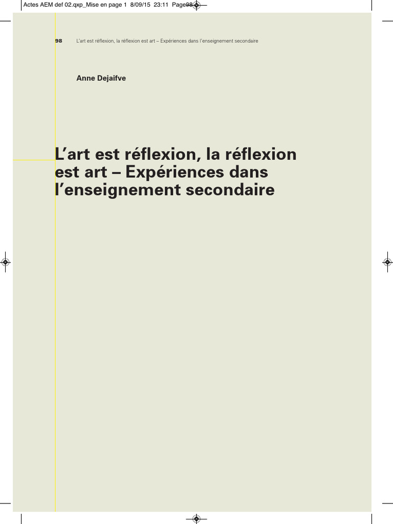 L'art Est Reflexion, La Reflexion Est Art | PDF | Histoire de l'art | Arts