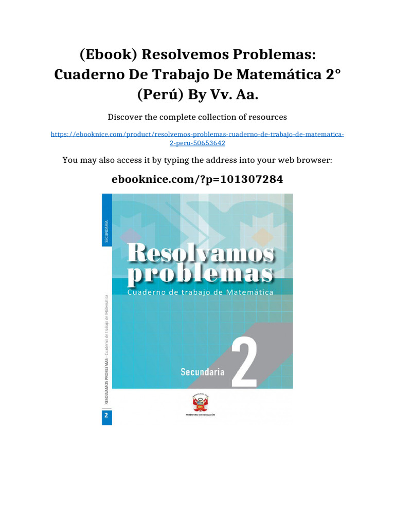 (Ebook) Resolvemos Problemas: Cuaderno de trabajo de matemática 2 ...