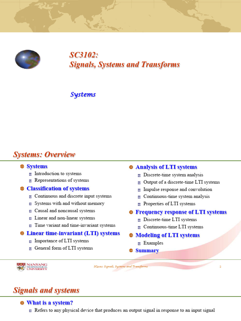 Systems | PDF | Convolution | Telecommunications Engineering