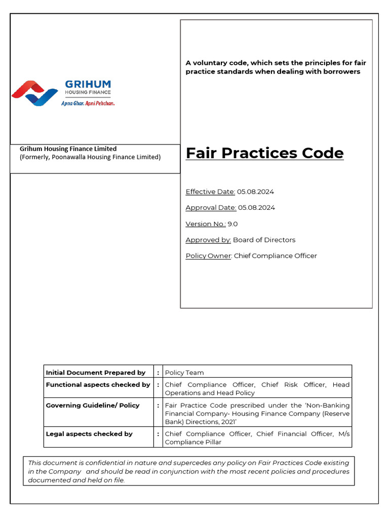 Fair Practice Code English | PDF | Loans | Interest