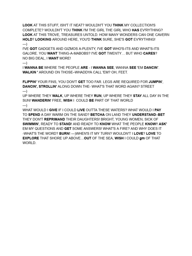Part of Your World Monologue | PDF