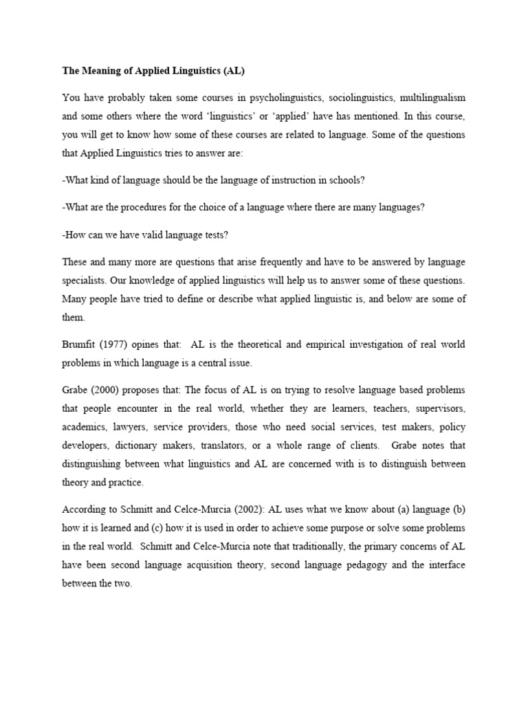 619220615 Lecture Note on Applied Linguistics | PDF | Second Language ...