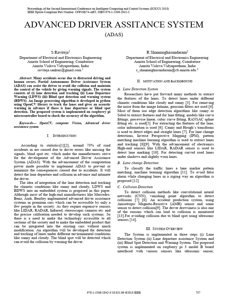 Advanced Driver Assitance System ADAS | PDF | Computer Engineering