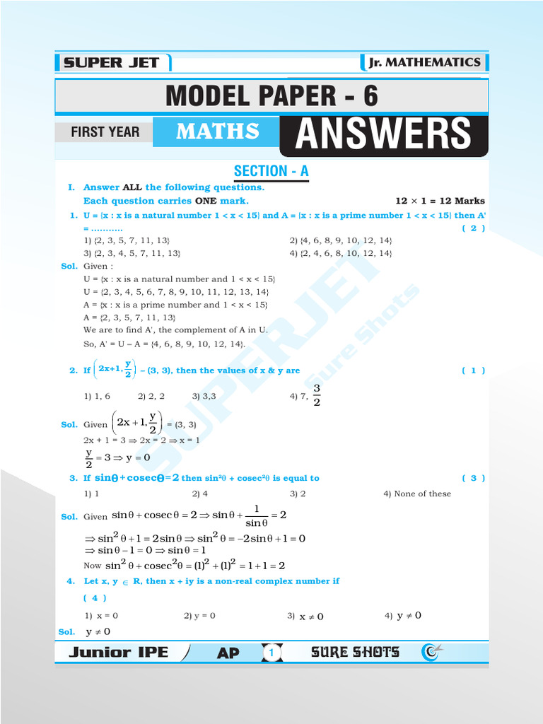 06. Jr Maths Sol PP 6 | PDF | Function (Mathematics) | Mathematical ...