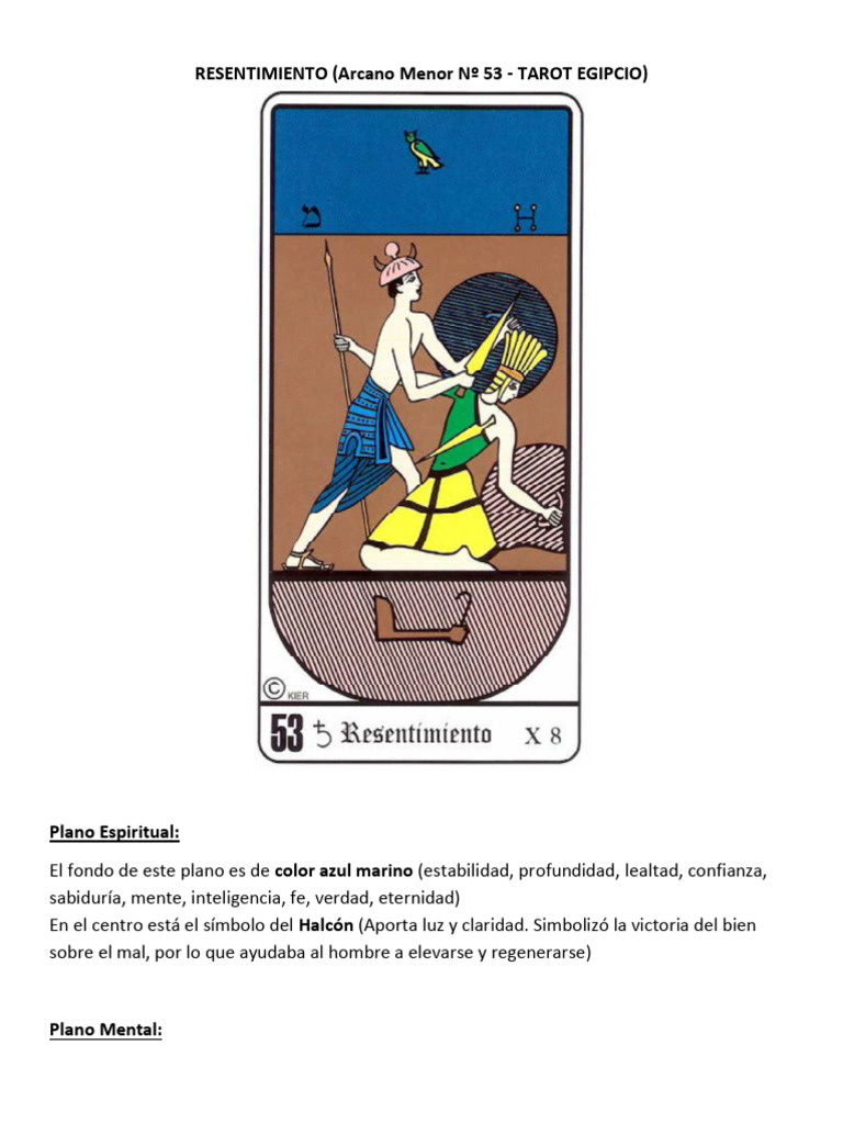 Arcano Menor No. 53 - Resentimiento - Tarot Egipcio | PDF | Mente ...