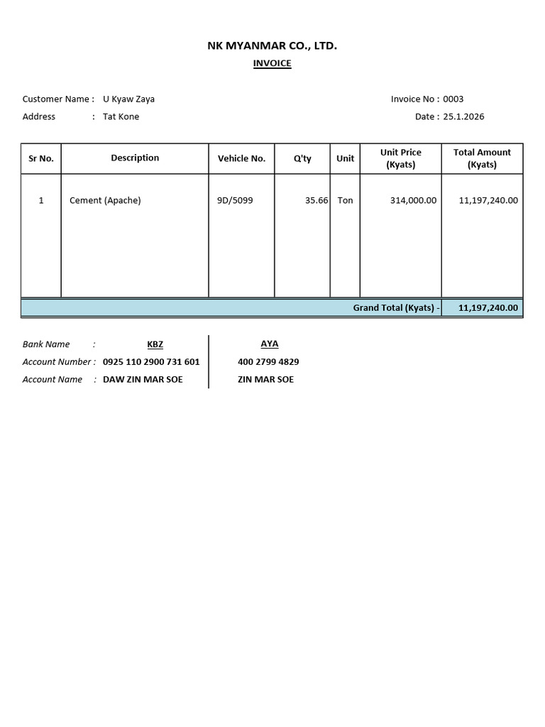 Cement INV 0003 | PDF