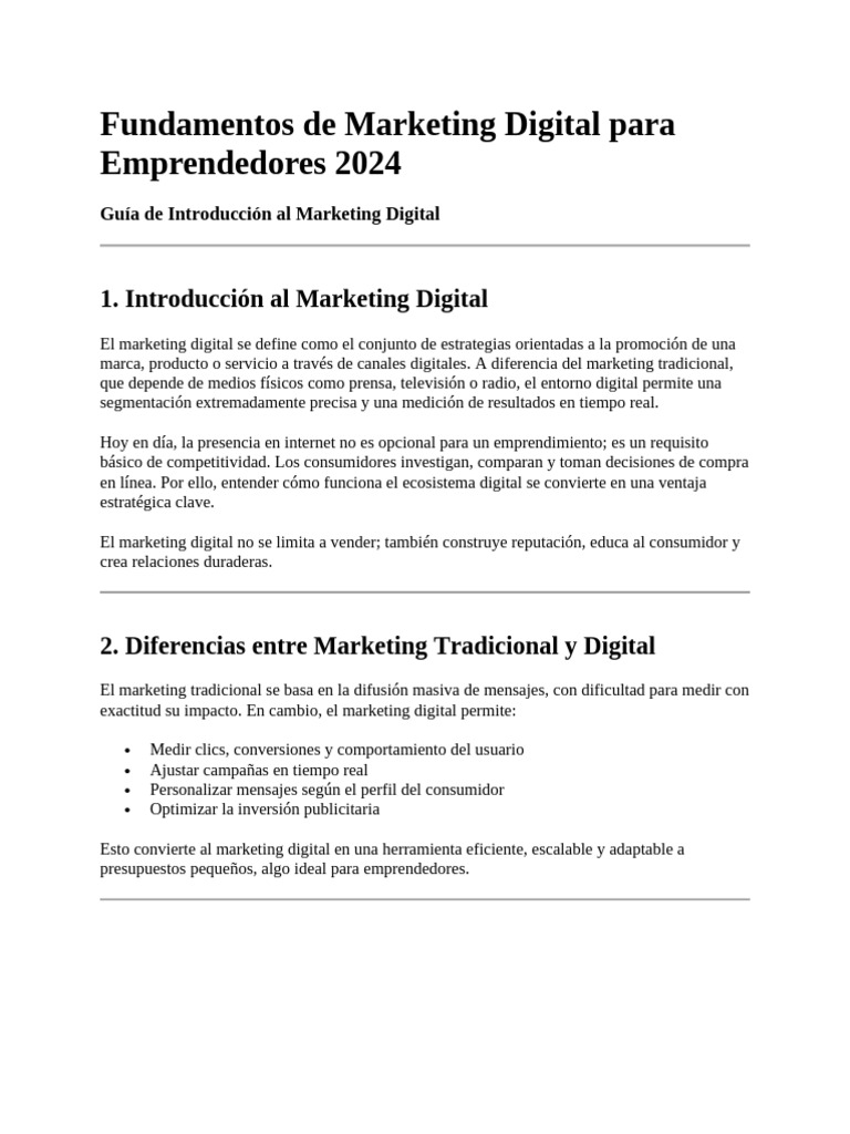 Fundamentos de Marketing Digital para Emprendedores 2024 | PDF ...