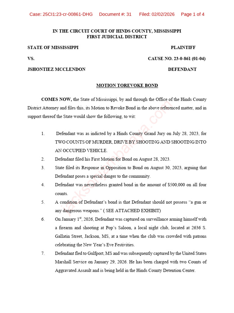 McClendon Motion To Revoke WM | PDF | Bail | Wisconsin Circuit Courts