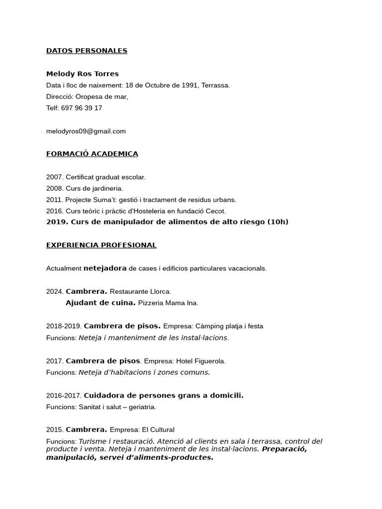 CV Melody Ros (1) .Docx - 20250901 - 211003 - 0000 | PDF