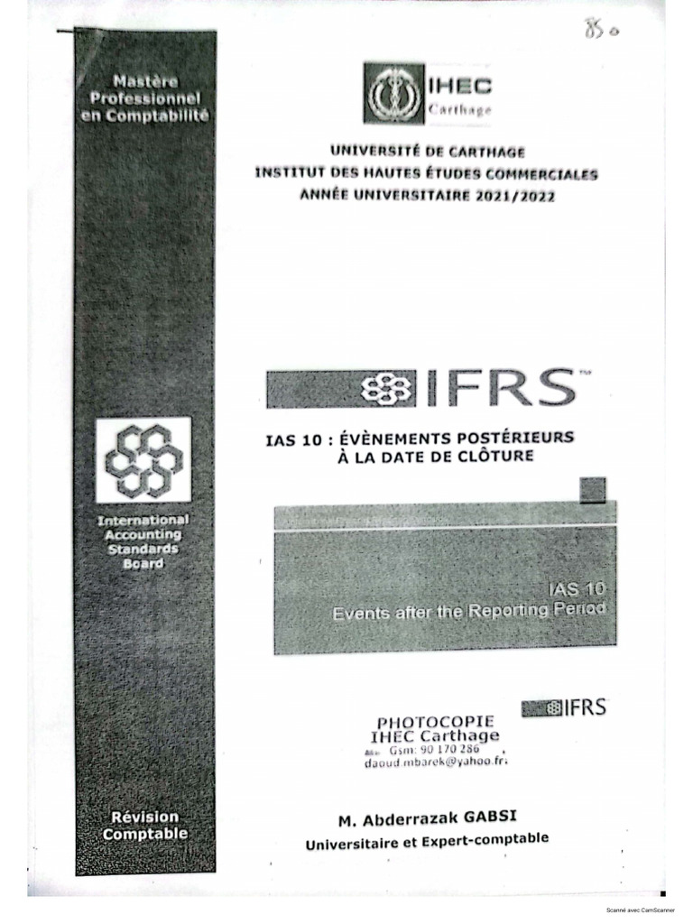 IAS 10 - Cours M. Gabsi | PDF