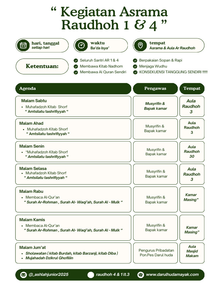 Kegiatan Asrama Raudhoh 4 | PDF