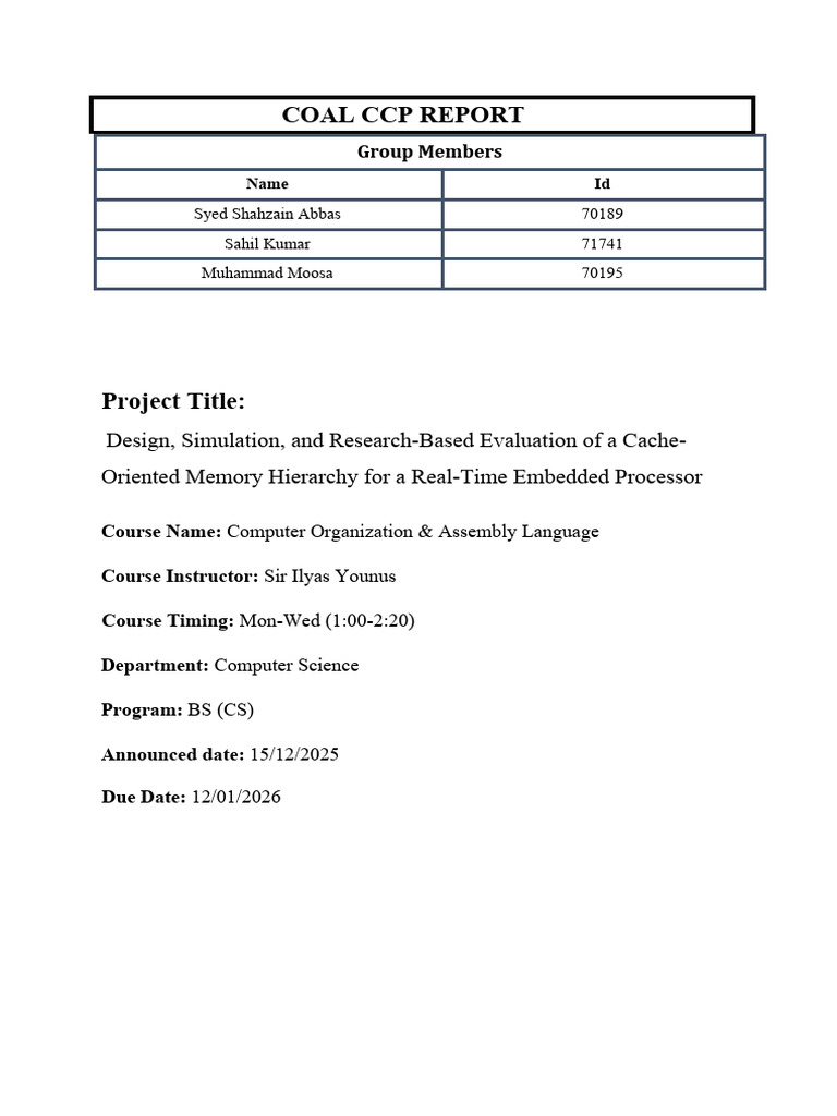 COAL-CCP REPORT Draft-1 | PDF | Cpu Cache | Cache (Computing)