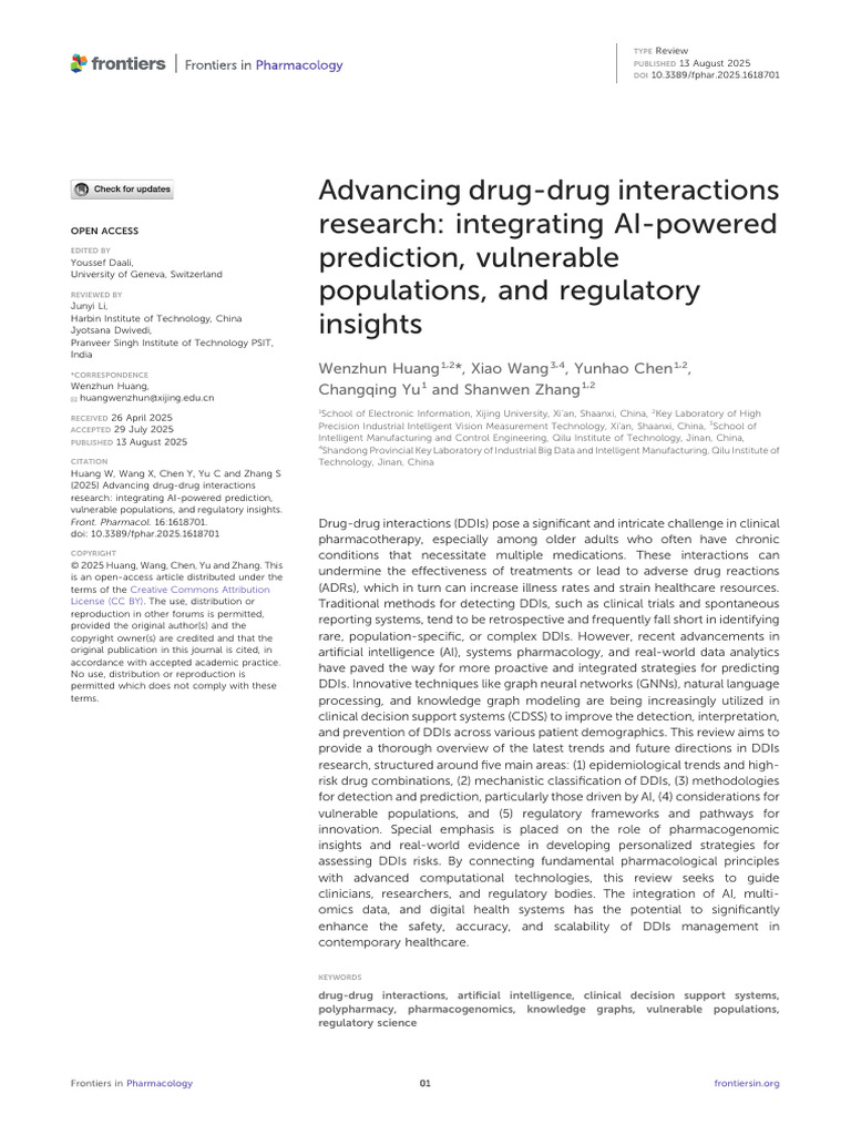 Advancing Drug-Drug Interactions Research, Integrating AI Powered ...