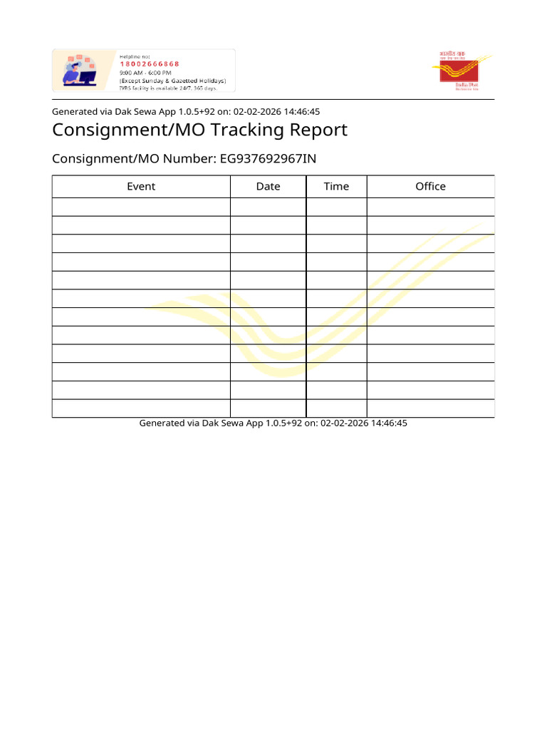 Tracking Report EG937692967IN | PDF