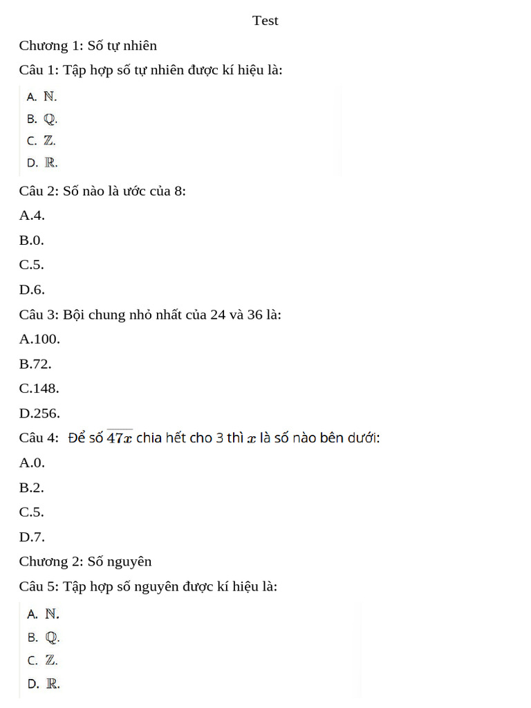 Test L P 6 Kì 1 | PDF
