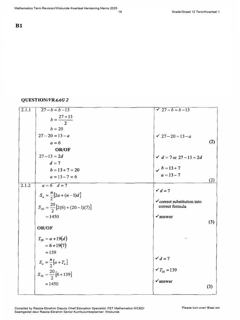 2025 Term 1 GR 12 Memo PATTERNS. | PDF