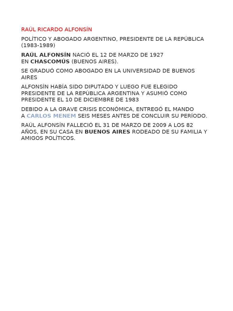 Raúl Ricardo Alfonsín | PDF