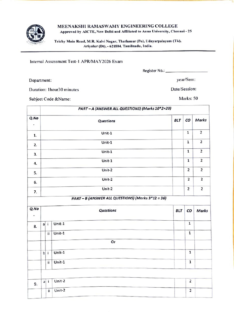 Question Pattern For Iat 1 | PDF | Educational Assessment And Evaluation