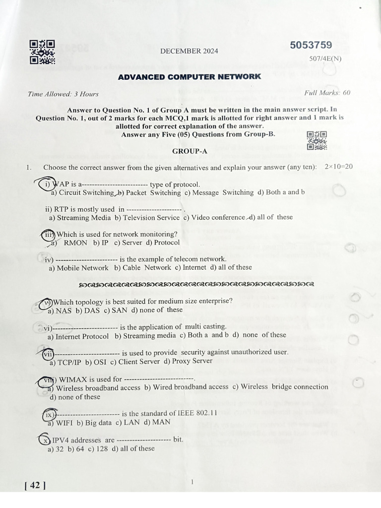 ACN- Dec-24 | PDF | Computer Network | Computing