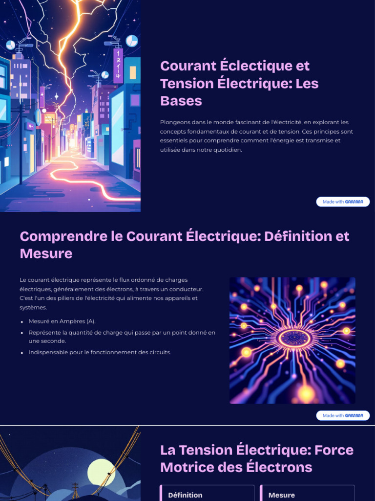 Courant Eclectique Et Tension Electrique Les Bases PDF Courant — free download