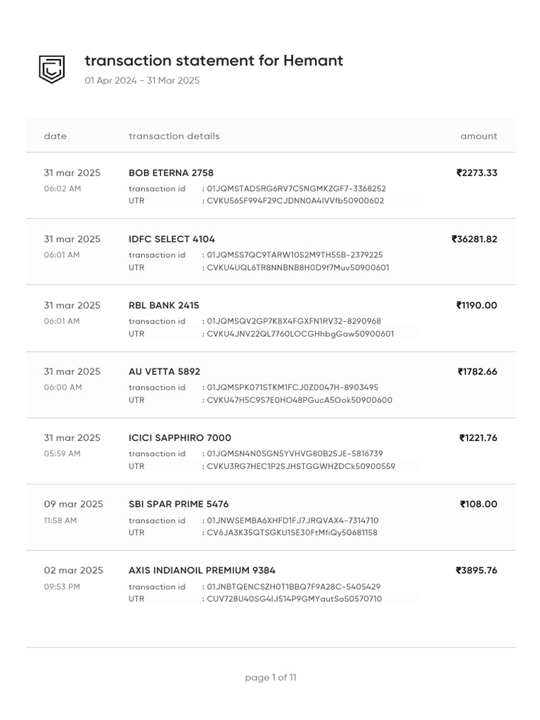 CRED Transaction Statement FY24 FY25 | PDF