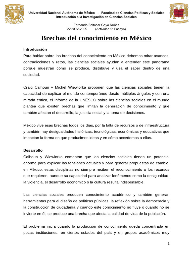 Brechas Del Conocimiento en México - FBGN | PDF | Desigualdad social ...
